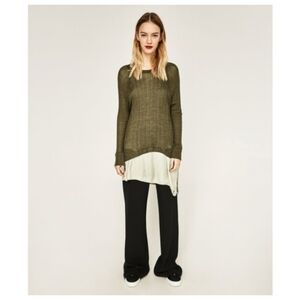 ZARA Wool Blend Double Layered Knit Slip Top Women's Size S